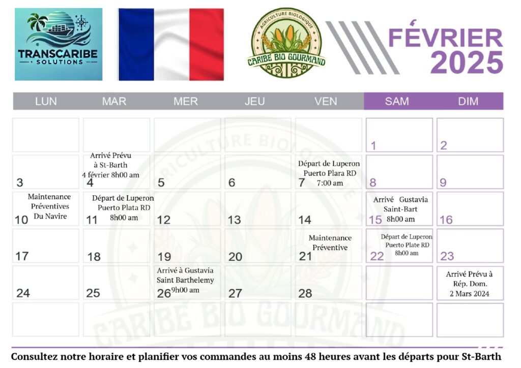 calendrier de départ 2